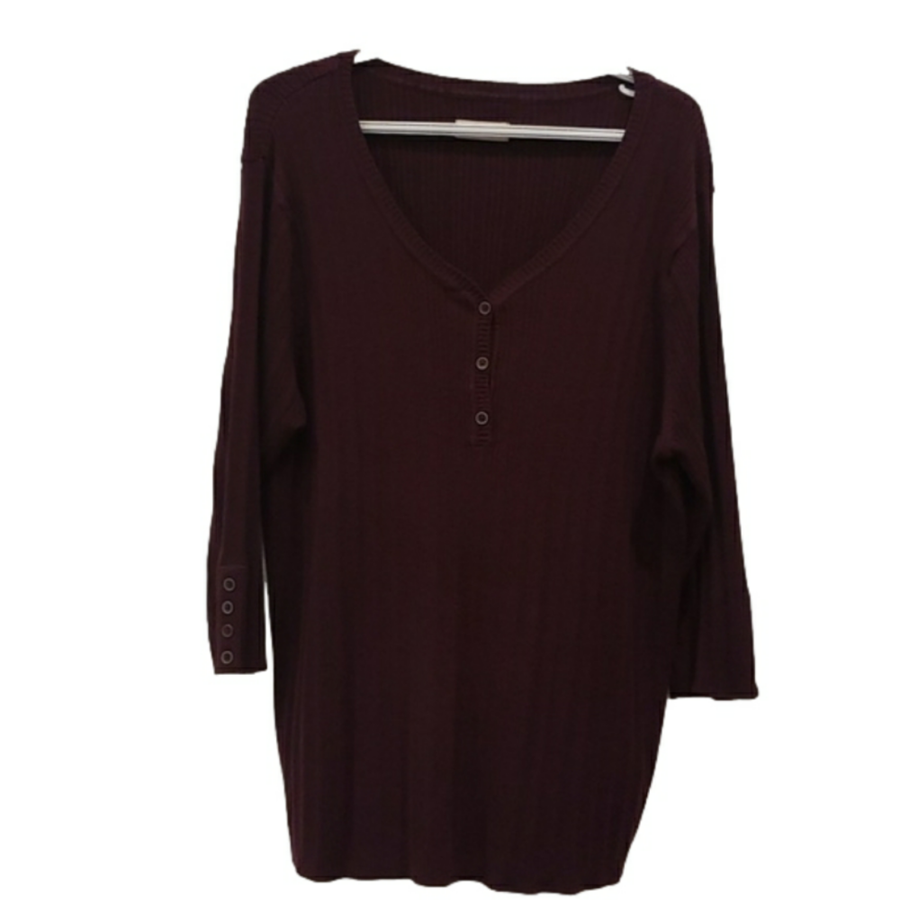 CARROLL Reed Top Pullover Purple Women's Plus Size 2X